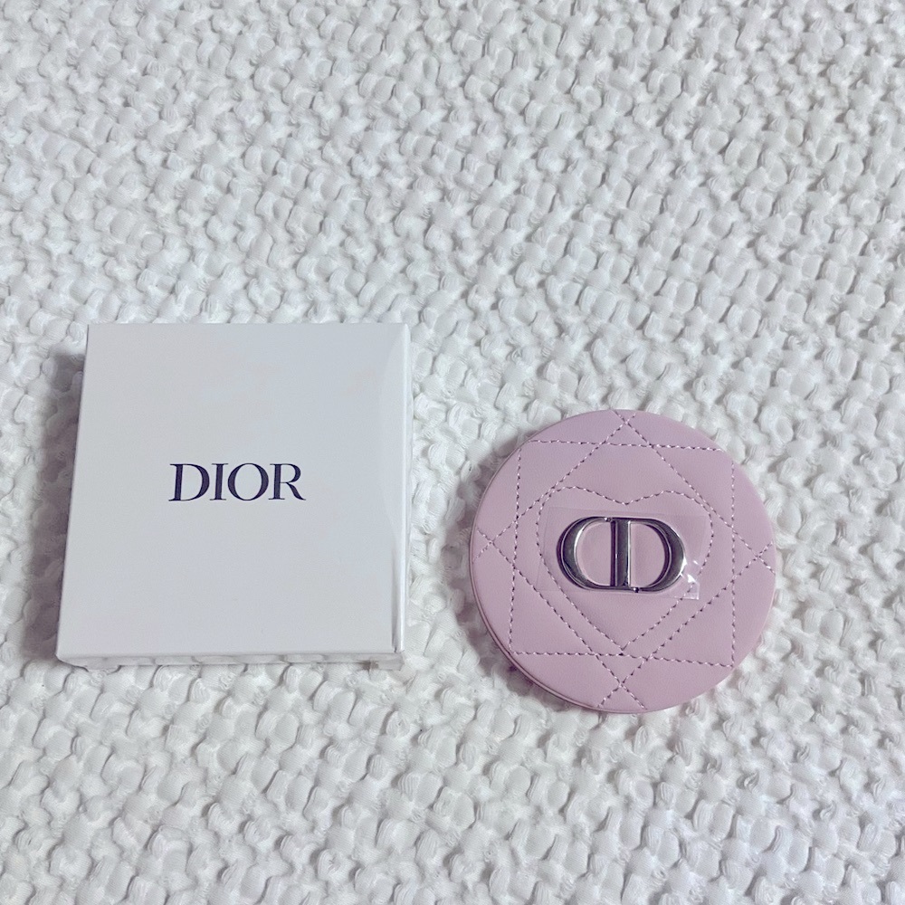 DIOR Pink Quilted Leather Compact Mirror With Case with CD Logo